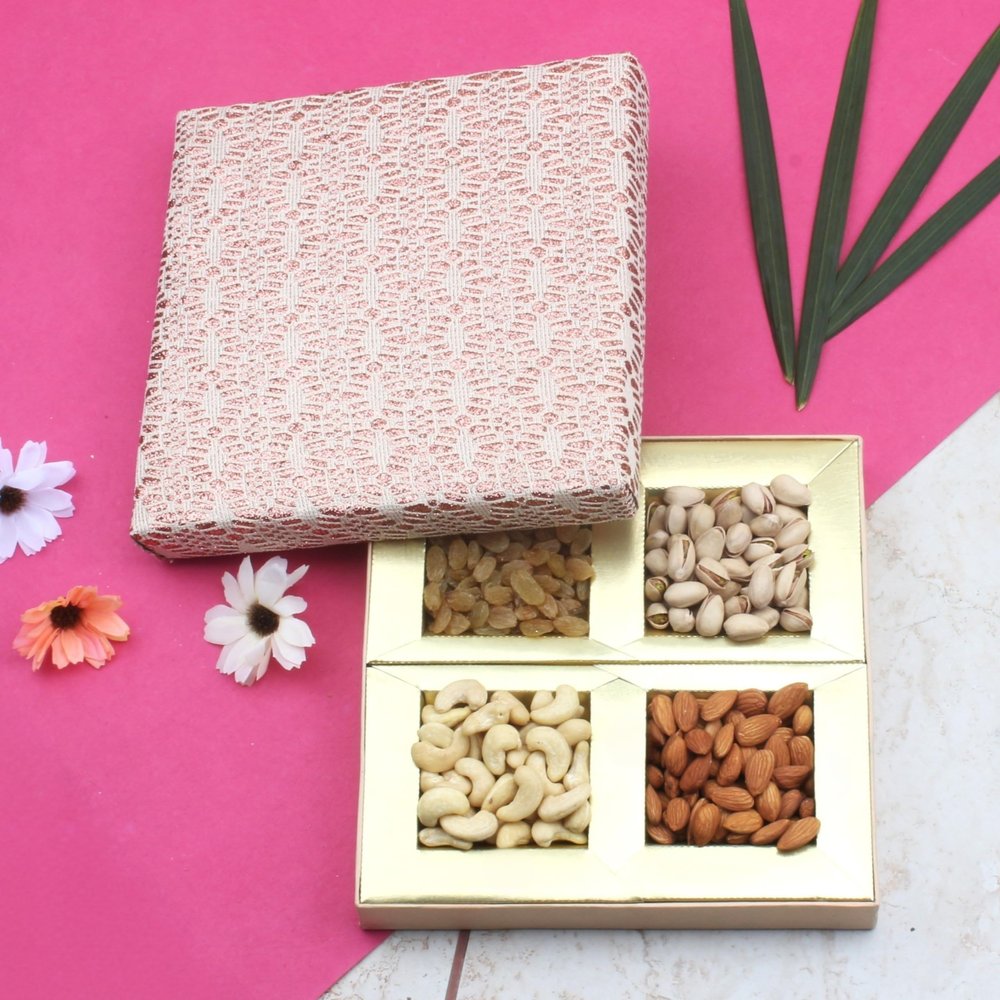 SFU E Com Dry Fruit Gift Hamper With Pack Of 4 Dry Fruits Cashew, Almond, Pistachios And Raisin | Dry Fruit Hamper For Corporate Gifts, Family, Friends, New year | 150