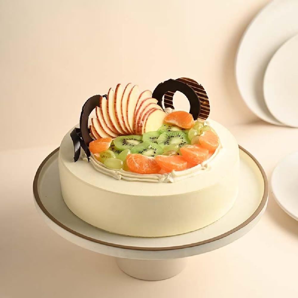 FlowerAura Delicious Silky Smooth Fresh Fruity Vanilla Cake Gift's For Birthday, Anniversary, Valentine's Day, Mother's Day, Christmas, Wedding (Same Day Delivery) (1Kg)