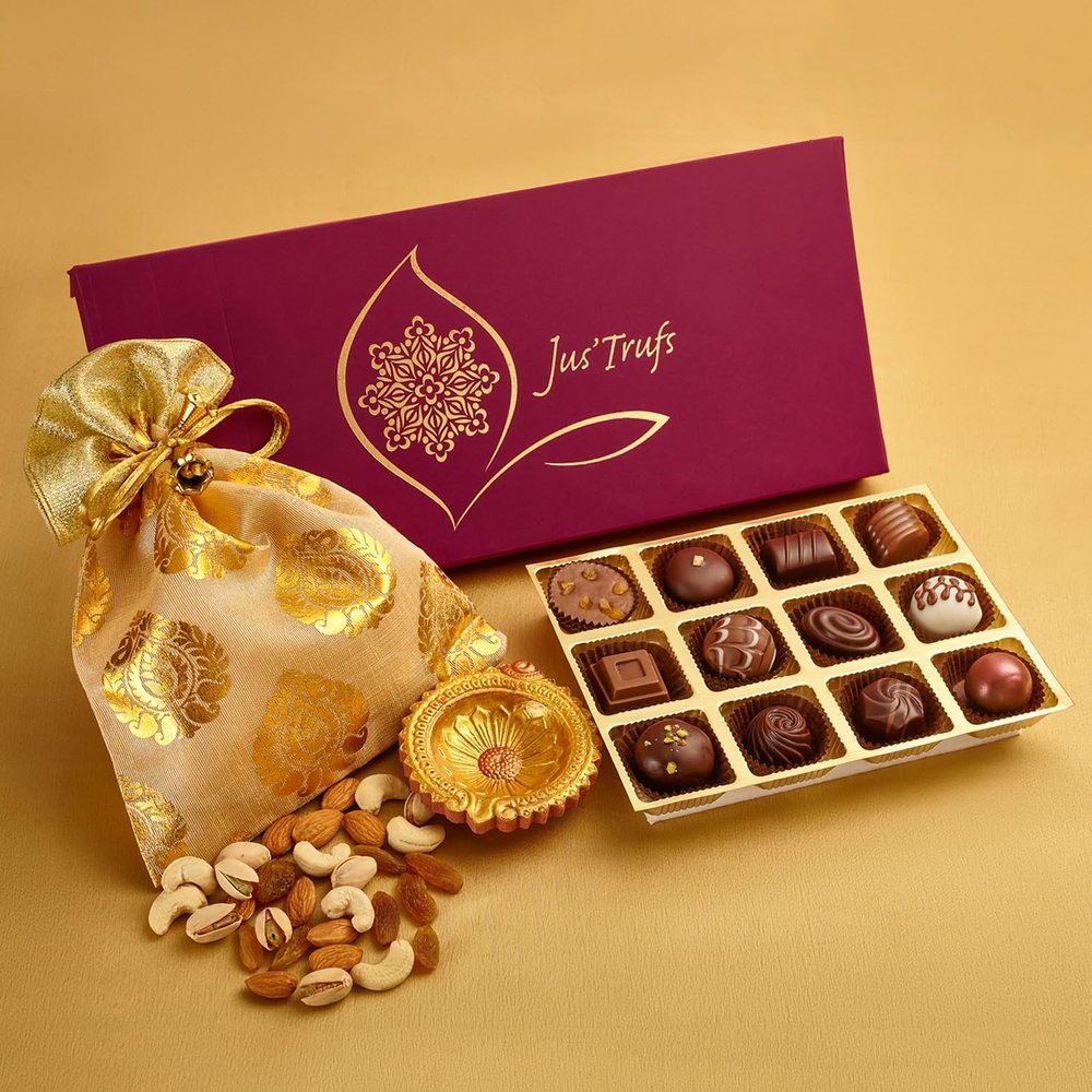 Choco-Dry Fruits Indulgence I Diwali Chocolates and Dryfruits Hamper I Ideal for Corporate Diwali Gifts for Employees, Clients, Family I Net wt: 240 gm