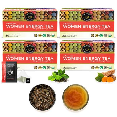 TEACURRY Women Energy Tea - 120 Tea Bags | Increase your Energy and Alertness | Energy Booster Tea, Herbal Energy Tea, Detox Energy Tea and Energy Green Tea