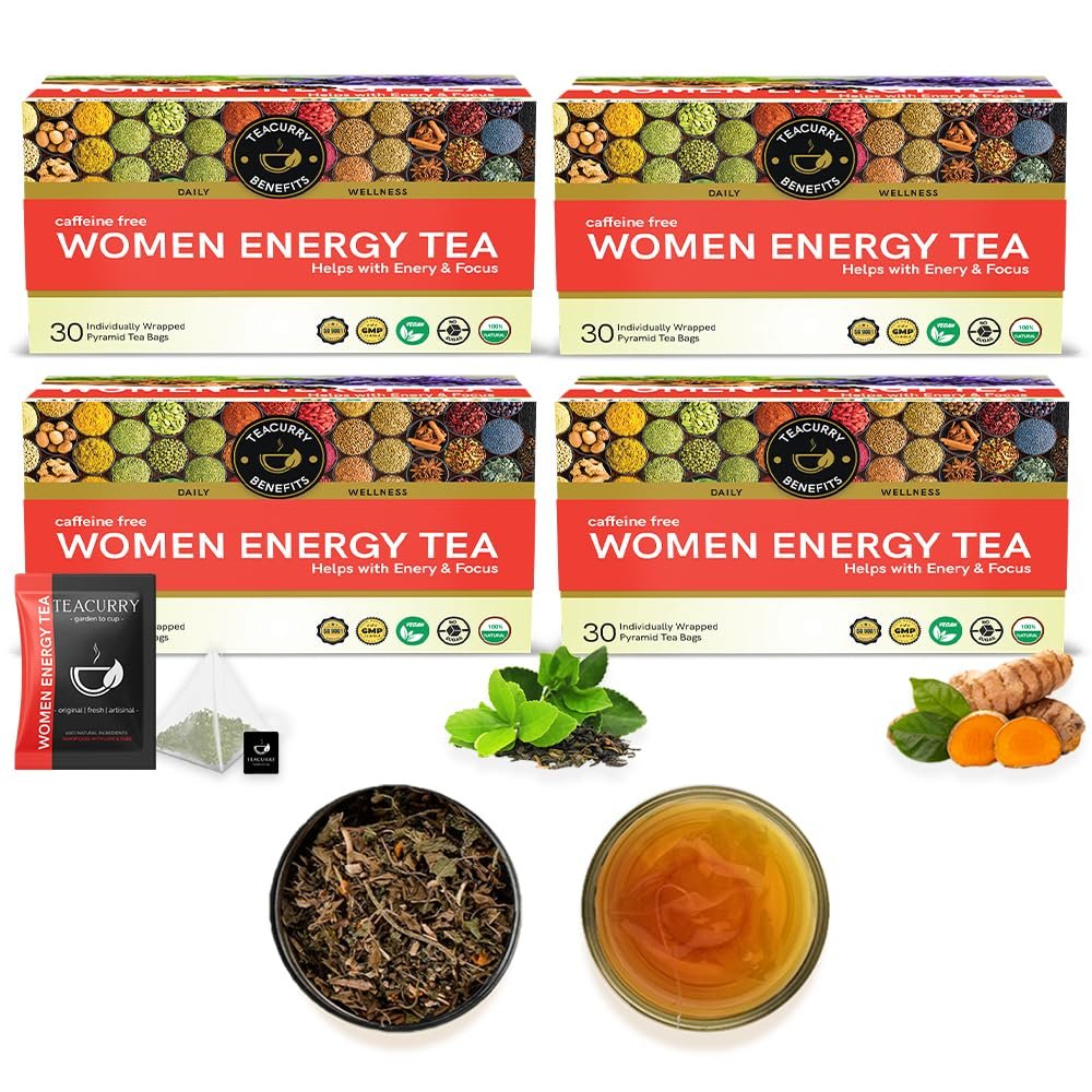 TEACURRY Women Energy Tea - 120 Tea Bags | Increase your Energy and Alertness | Energy Booster Tea, Herbal Energy Tea, Detox Energy Tea and Energy Green Tea