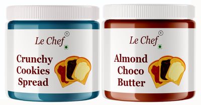 Le Chef Premium Almond Choco Butter + Crunchy Cookies Spread | Combo Pack Of 2 | 350 gm X 2