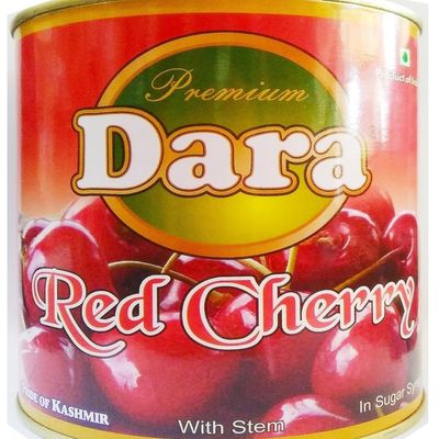 Nutsbread Cake Baking Ingredients Candied Whole Jumbo Red Coloured Glace Cherries 830g in Recyclable Tin (1 Tin) (With Stem)