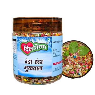 DiLKiYA Cool Cool Mukhwas [300 Grams, Jar Pack] [Mint Mouth Freshener, Digestive, After-Meal Snack]