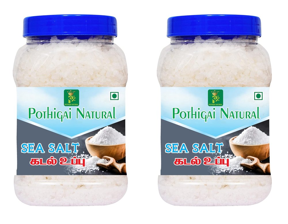 Pothigai Natural 2kg Indian Sea Salt Traditionally Made 100% Natural (1kg x 2) for Healthy cooking