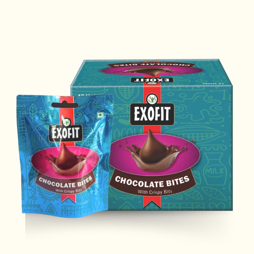 Exofit Chocolate with Crispy Bites-35 grams (Pack of 12)