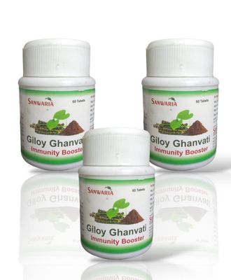 Giloy Ghanvati helps to boost immunity & plates for Men and Women | IMMUNITY BOOSTER TABLETS | PACK OF 3 (180 Tablets)|