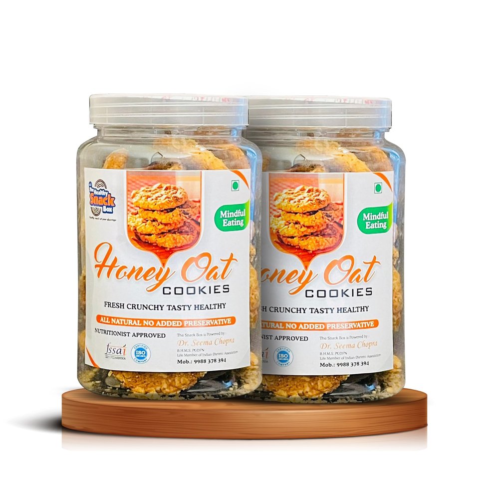 The Healthy Snack Box Honey Oats Cookies I Gluten Free I Palm Oil Free I No Added Preservatives I By Dr. Seema Chopra - Nutritionist- Pack of 2 (350g x 2, 700g)