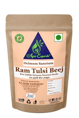 AJ AGRI EXPORTS Ram Tulsi Beej - Ram Tulsi Ke Beej - Edible Ram Tulsi Seeds - Rama Tulsi Beej - Rama Tulsi Seeds - Ocimum Sanctum - (250 Grams)