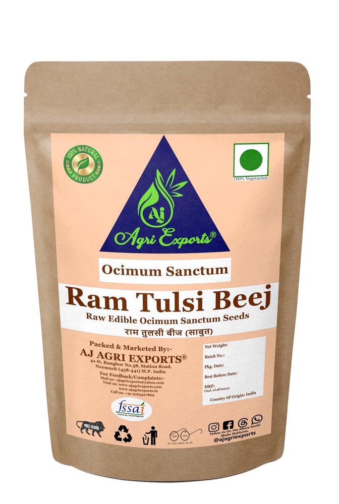 AJ AGRI EXPORTS Ram Tulsi Beej - Ram Tulsi Ke Beej - Edible Ram Tulsi Seeds - Rama Tulsi Beej - Rama Tulsi Seeds - Ocimum Sanctum -    (250 Grams)