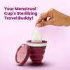 AARYA Collapsible Silicone Cup Menstrual Cup Sterilizer Foldable Sterilizing Container Cup -Pack Of 1 Unit | Microwave Friendly | Kills 99% Of Germs, Purple view 4