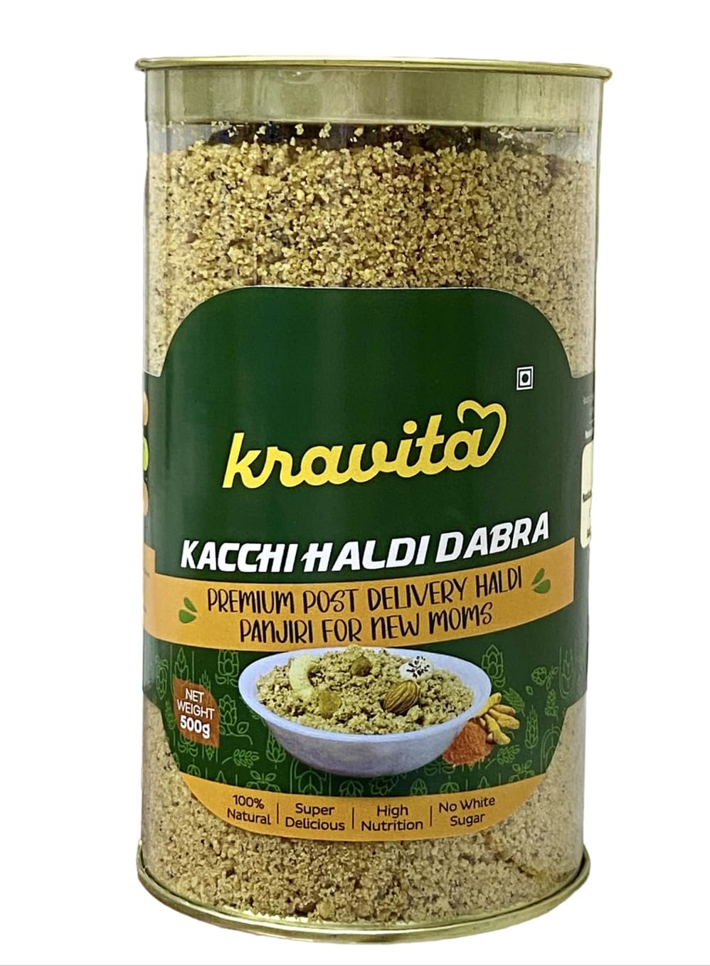 Kravita Post Pregnancy Kacchi Haldi Panjiri for Breastfeeding Moms | Lactation/Postpartum Panjiri | Desi Ghee, Desi Khand, Kacchi Haldi, Gond, Kamarkas, Dry Fruits (250GM)