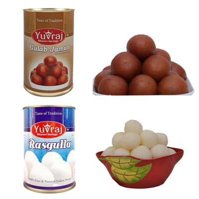 YUVRAJ Sweets combo Rasgulla & Gulab jamun (500 gm x 2) pack