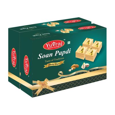 YUVRAJ Desi Ghee Soan papadi (patisa) Famous sweets (250 Gm X 2) combo pack