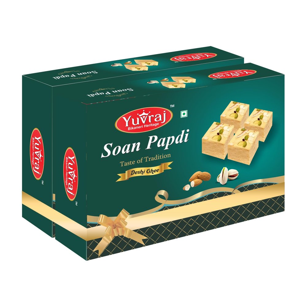 YUVRAJ Desi Ghee Soan papadi (patisa) Famous sweets (250 Gm X 2) combo pack