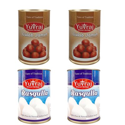 YUVRAJ Sweets Rasgulla 2 & Gulab Jamun 2 combo 4 pack (500 Gm x 4)