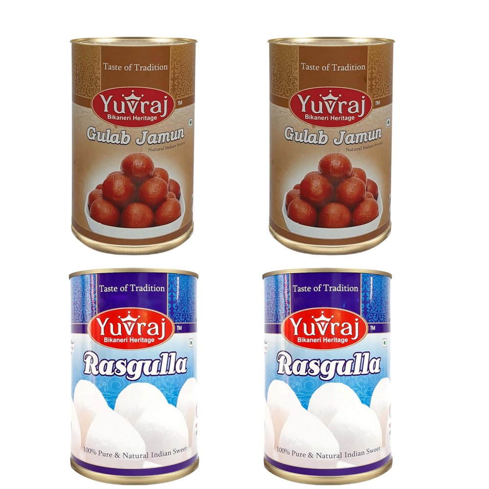 YUVRAJ Sweets Rasgulla 2 & Gulab Jamun 2 combo 4 pack (500 Gm x 4)