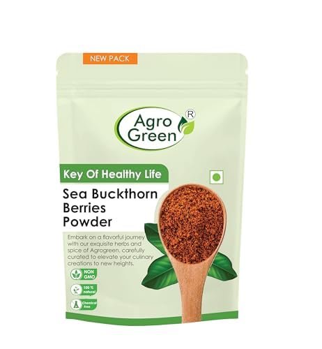 Agrogreen Sea Buckthorn Berries Powder - Rich In Omega, Vitamin E, Vitamin C - Pure & Natural Sea Buckthorn Powder - (200 GM)