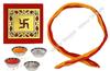 Bhai Dooj Gift Set for Brother- Thread with Roli, Chawal, Chandan, Mishri in Swastik Pack for Sweet Bhaiya Tikka & Personal Message view 1