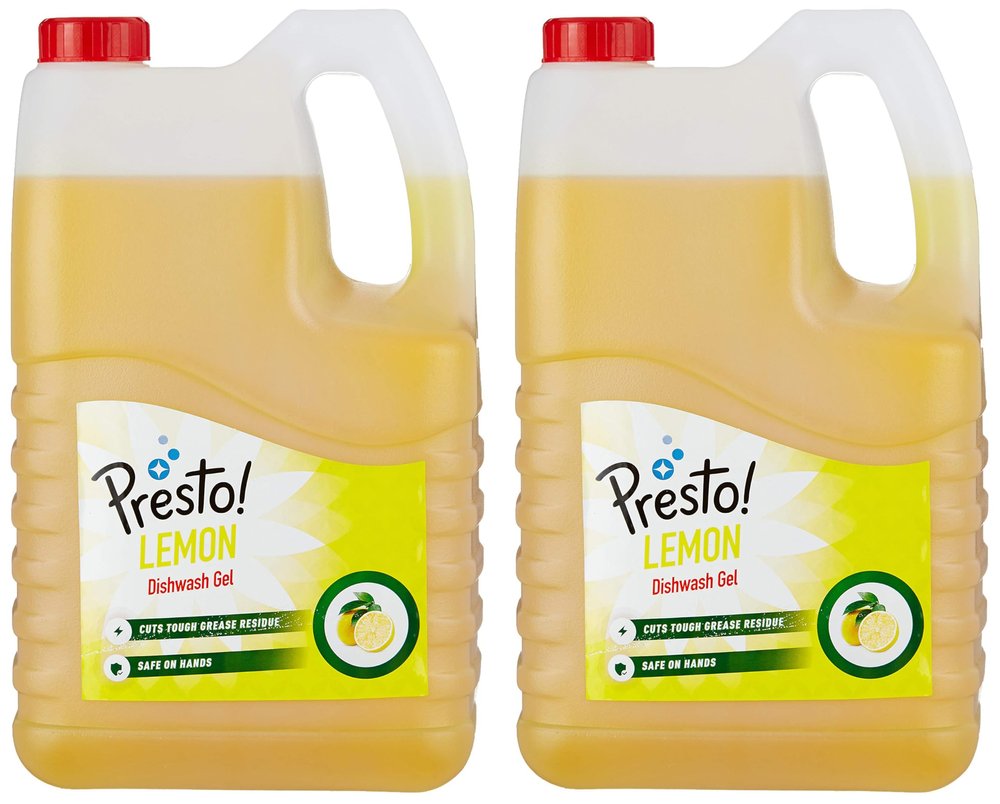 Amazon Brand - Presto! Dishwash Gel - 5 L (Lemon) (Pack of 2)