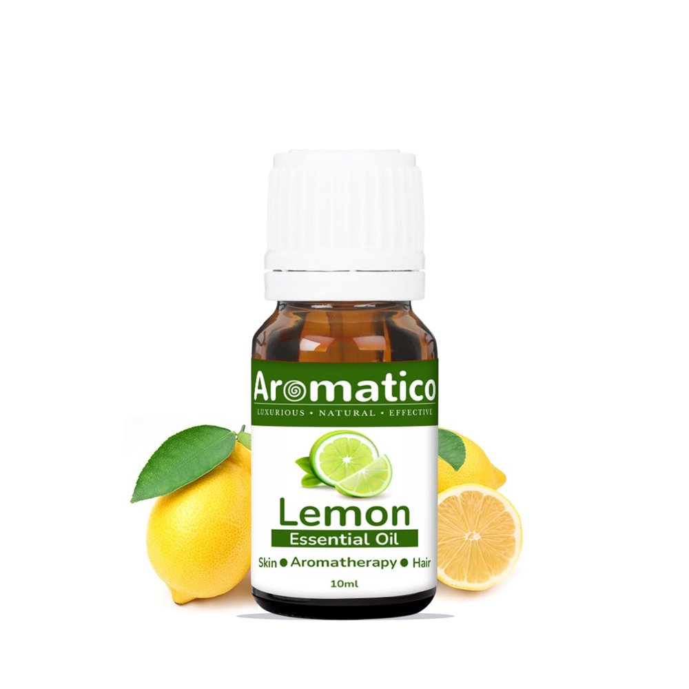 AROMATICO- LEMON Essential Oil | Improves Skin Radiance, Boost Hair Luster | Revitalizing Care for Face, Scalp & Skin. Aromatherapy and Massage - 10ml