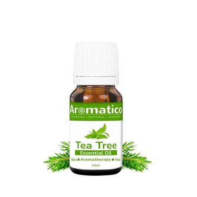 AROMATICO Tea Tree Essential Oil for Skin, Hair, Face, Acne Care, Dandruff | Promotes Blemish Free Skin, Improves Hair Growth 100% Pure, Natural | 10ml