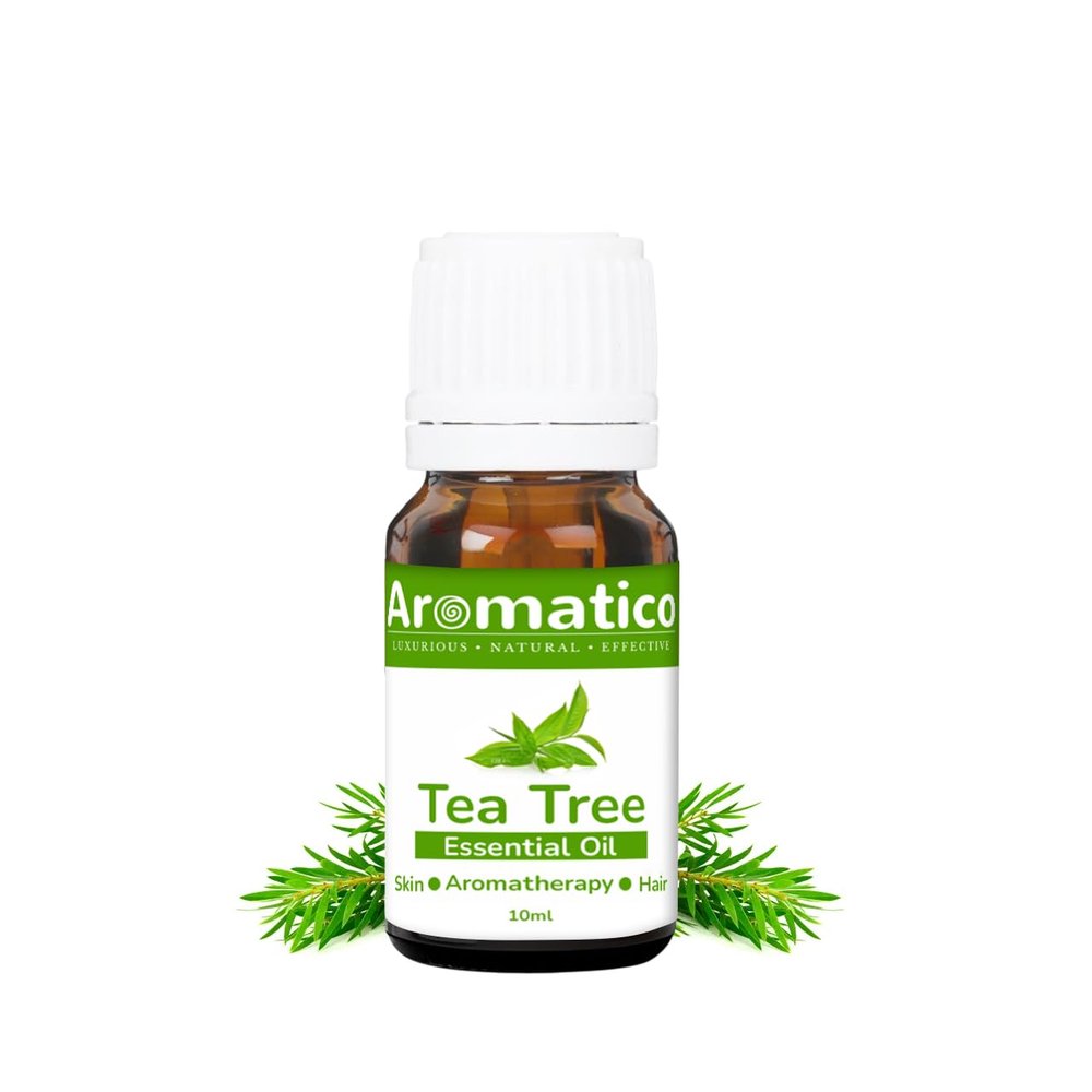 AROMATICO Tea Tree Essential Oil for Skin, Hair, Face, Acne Care, Dandruff | Promotes Blemish Free Skin, Improves Hair Growth 100% Pure, Natural | 10ml