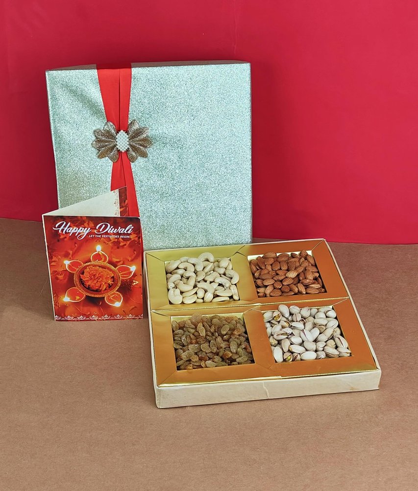 SFU E Com Dry Fruit Gift Box | Assorted Dryfruits Gift Hamper Pack with Almonds, Pistachio, Cashew Nuts, Raisins & Diwali Card | Premium Gifting Collection For Diwali, New Year | 046