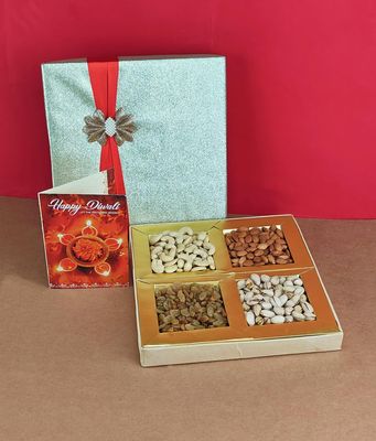 SFU E Com Dry Fruit Gift Box | Assorted Dryfruits Gift Hamper Pack with Almonds, Pistachio, Cashew Nuts, Raisins & Diwali Card | Premium Gifting Collection For Diwali, New Year | 045