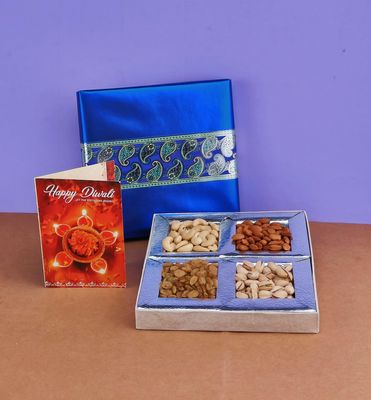 SFU E Com Dry Fruit Gift Box | Assorted Dryfruits Gift Hamper Pack with Almonds, Pistachio, Cashew Nuts, Raisins & Diwali Card | Premium Gifting Collection For Diwali, New Year | 091