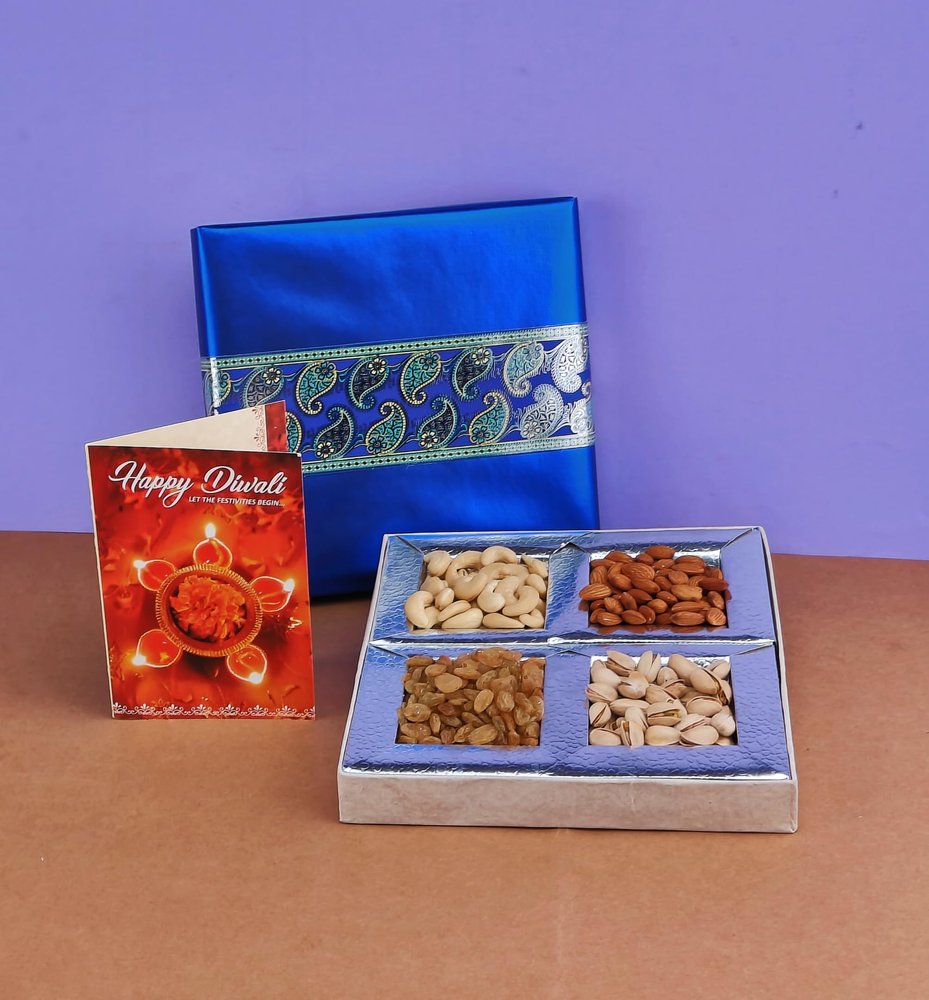 SFU E Com Dry Fruit Gift Box | Assorted Dryfruits Gift Hamper Pack with Almonds, Pistachio, Cashew Nuts, Raisins & Diwali Card | Premium Gifting Collection For Diwali, New Year | 091