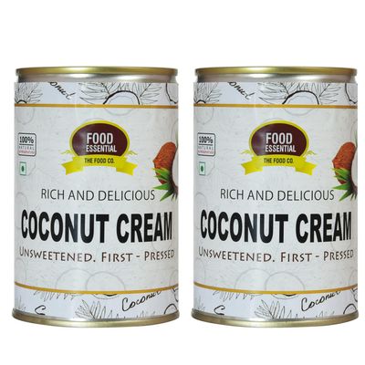 Food Essential Coconut Cream 800 ml. Pack of 2 (400 ml. each) 100% Pure & Thick