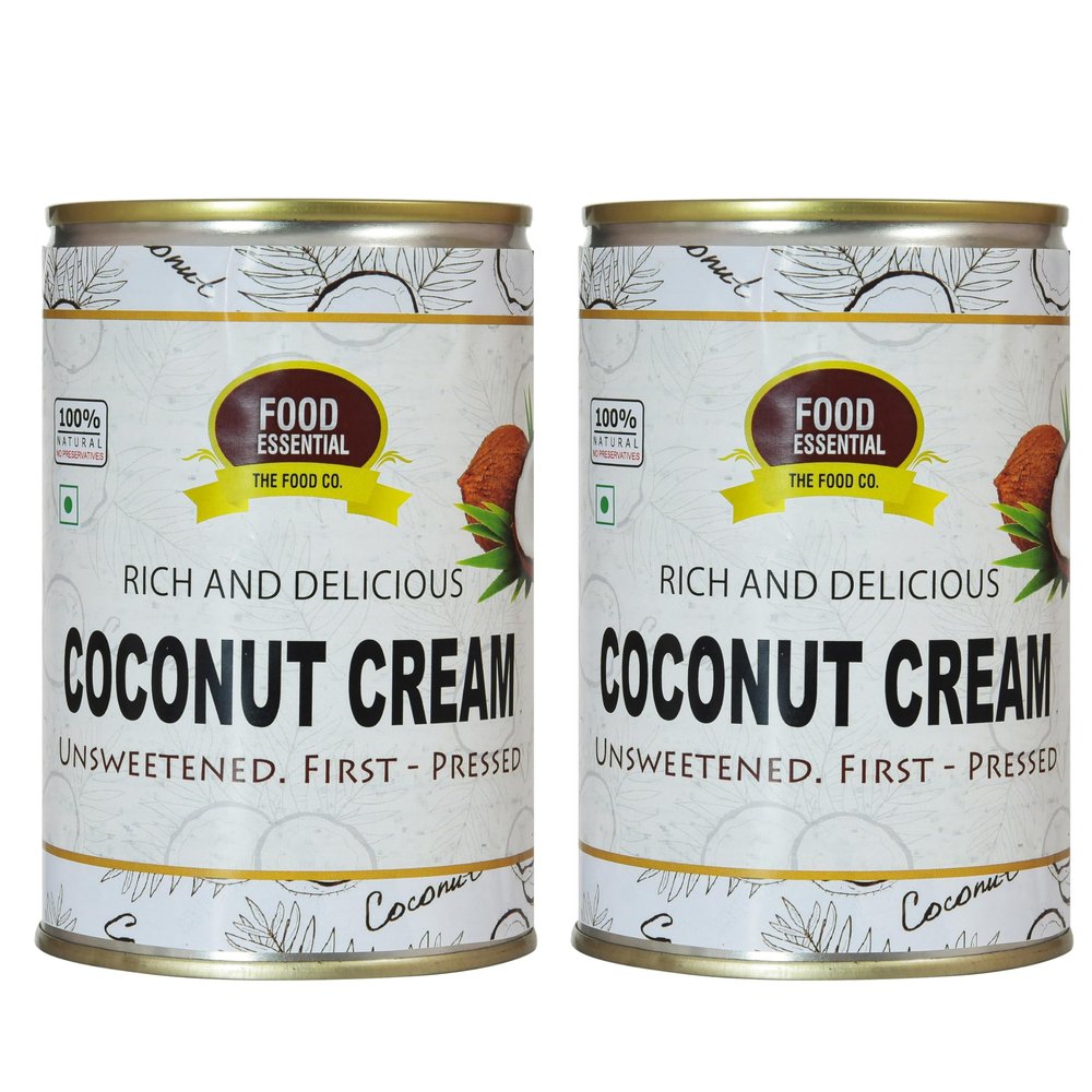 Food Essential Coconut Cream 800 ml. Pack of 2 (400 ml. each) 100% Pure & Thick