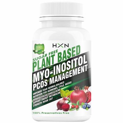 HXN PCOS Supplement With Myo-Inositol, D-Chiro-Inositol, Beetroot, Vit D3, B12 & Shatavari Supplements To Support Regular Periods In PCOS & Irregular PCOD Symptoms For Women Cycle-60 Tablet (Pack1)