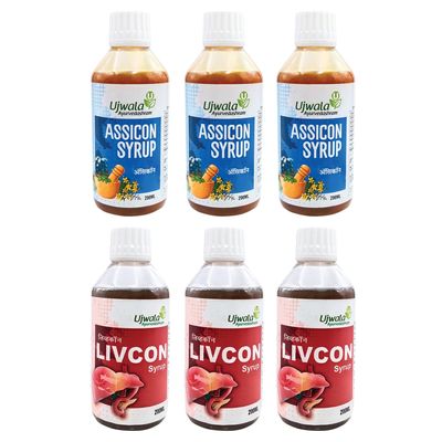 Ujwala Ayurvedashram Livcon Syrup And Assicon Syrup | One Month Kit | Health & Weight Gain Syrup - Syrup, 1200 Ml