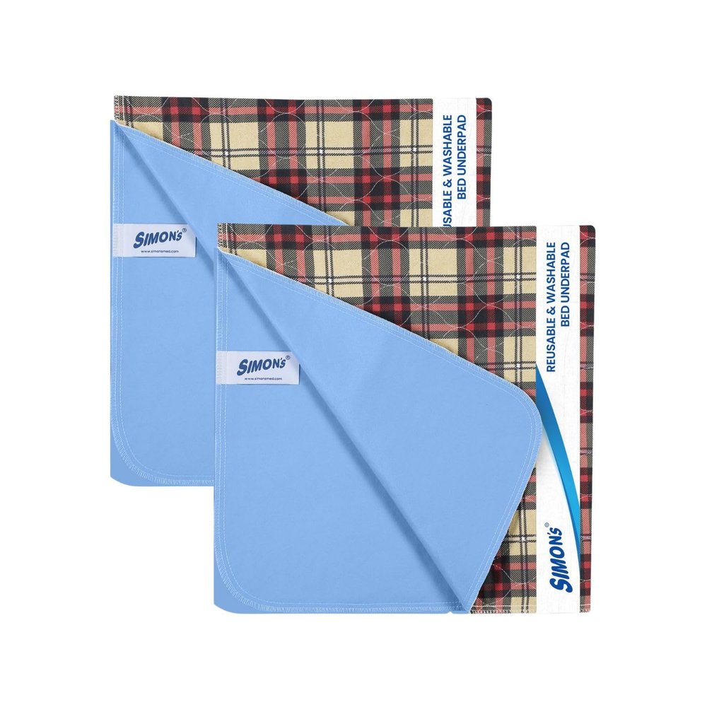 Simons Adult Reusable Stain-Mask Bed Underpad for Elderly, Heavy Absorbency Large Size 34 X 36 inches | Leak Proof 4 Layer Design Protects Surfaces for Incontinence Patients Brown | Pack of 2