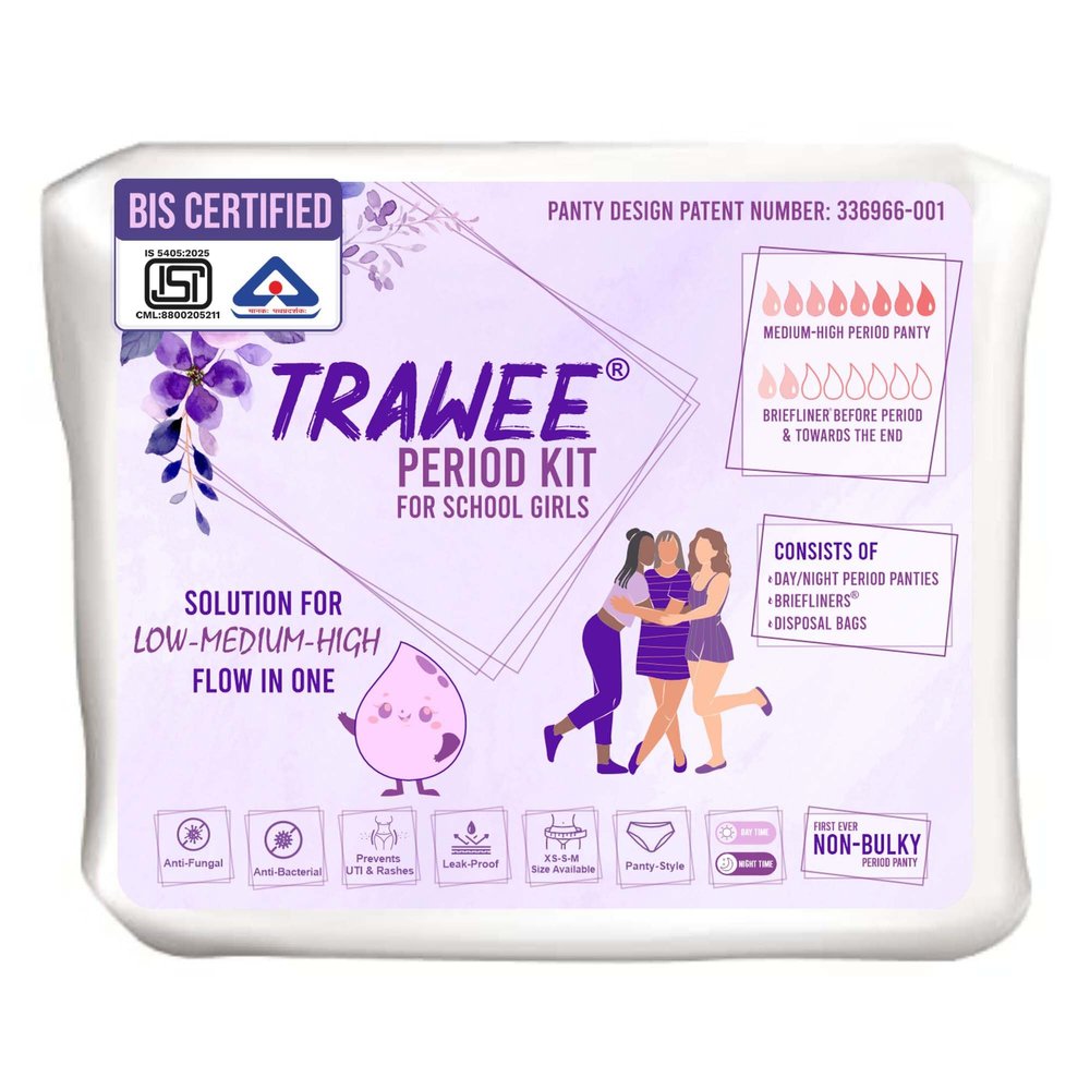 Trawee Period Kit for School Girls | Disposable Menstrual Panties for High Absorption & liners | Leak-Proof | No Show-Stain-Wetness | Ideal for long School-hours for Hygiene & Protection (XS, 5)