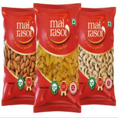 MAI RASOI Dry Fruits Combo Pack of 3 - California Almonds, Raisins/Kishmish And Cashews, total 1500 Gram (500 gm each of Badam, Kaju & Kismis)