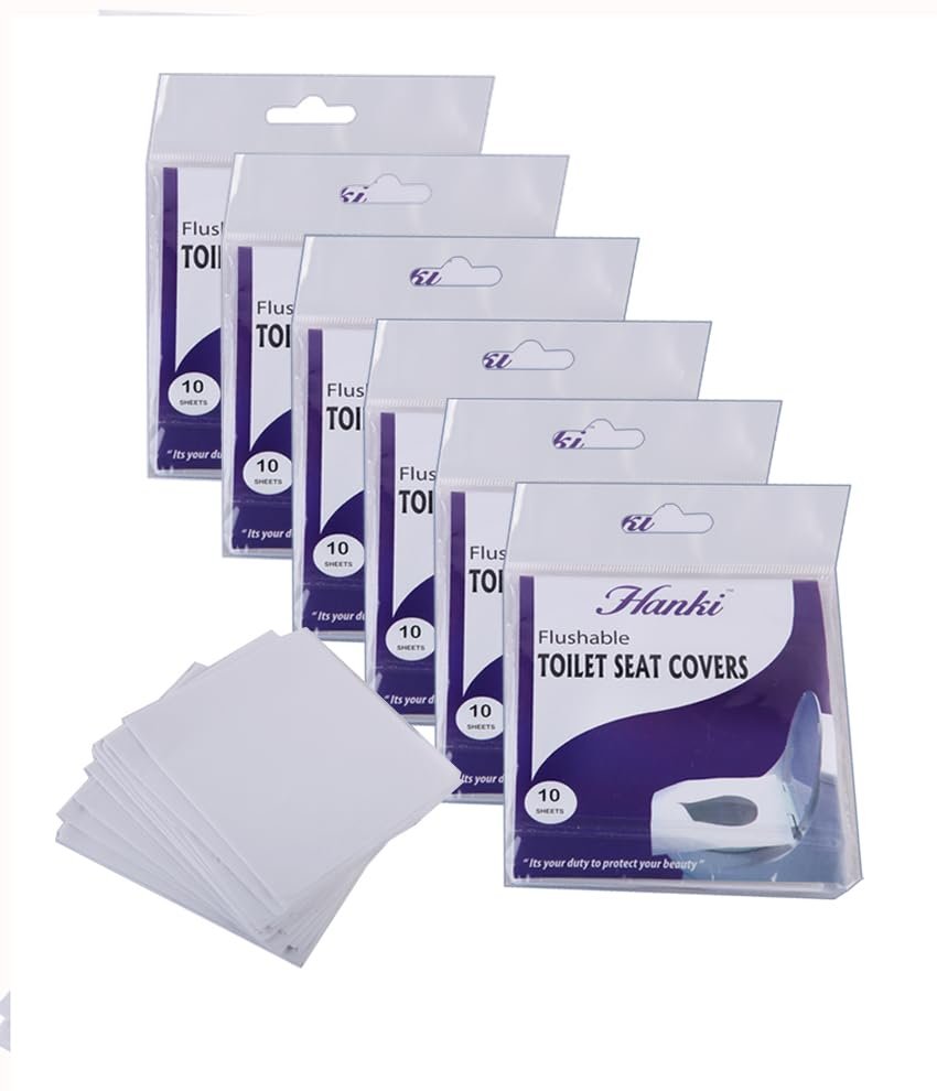 Hanki Flushable Paper Toilet Seat Covers to Use in Public Toilets and Restrooms Pack of 60 Sheets