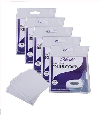 Hanki Flushable Paper Toilet Seat Covers to Use in Public Toilets and Restrooms Pack of 50 Sheets