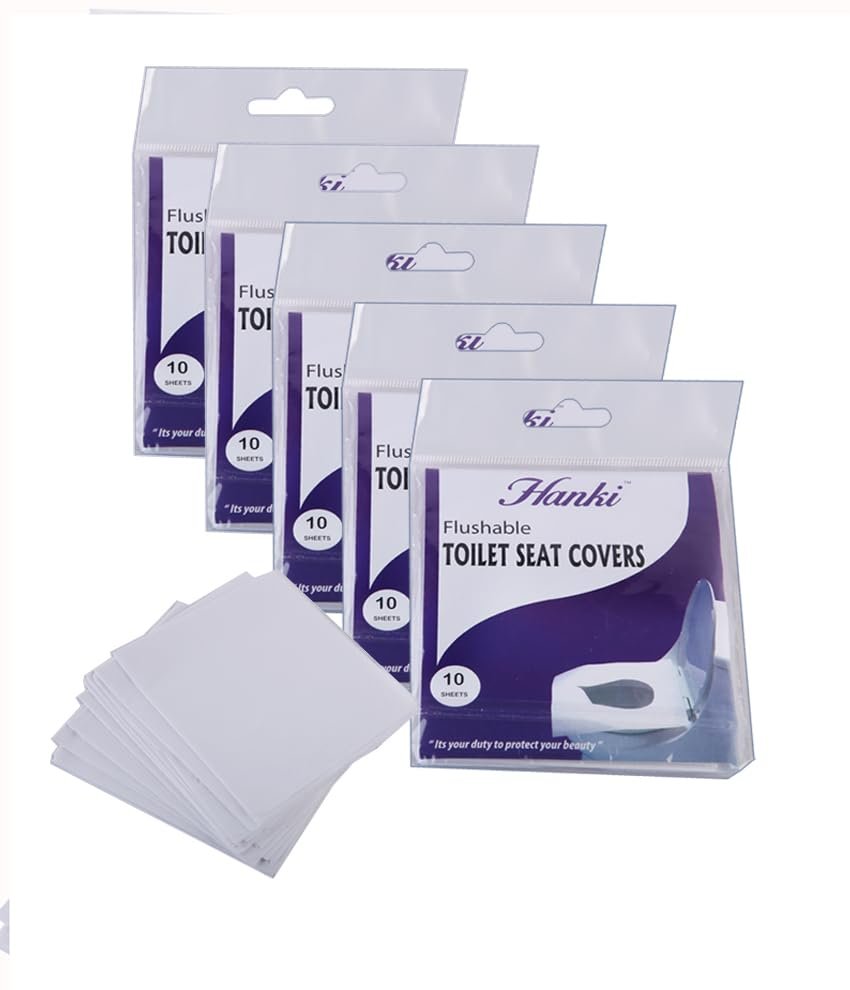 Hanki Flushable Paper Toilet Seat Covers to Use in Public Toilets and Restrooms Pack of 50 Sheets