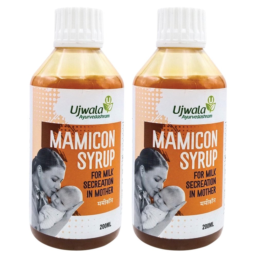 Ujwala Ayurvedashram Mamicon Syrup Pack Of 2 (200Ml)|For Milk Secretion In Mother|Reduce Breast Engorgement|Prevent Mothers From Candida Fungus|Open Blocked Milk Ducts