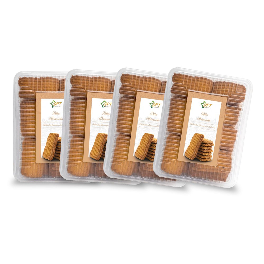 SPT Atta Biscuits | 1.6Kg (400Gm Pack of 4) | Authentic Biscuits By Shree Parshwa Traders | Oats, Ghee, Choco, Coconut Powder, Almonds, Pistachios & More | Traditional Indian