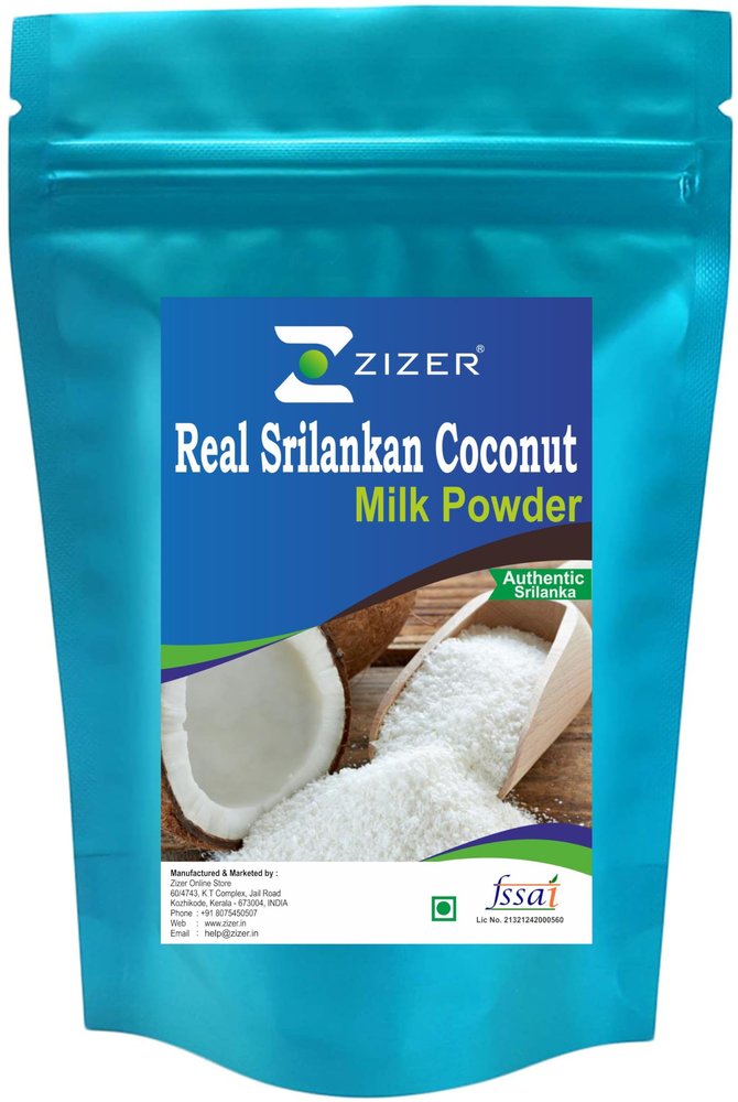 Zizer Coconut Milk Powder - Preservative-Free - Easy to use & Product of Sri Lanka - Source of Protein - Add to smoothies, curries, baked goods etc (250 G)