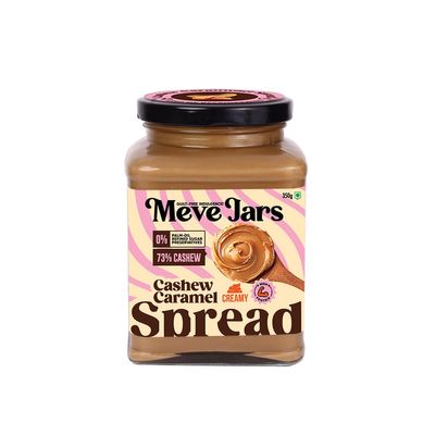 Cashew Caramel Spread made with 73% Cashews and Belgian Couverture chocolates, 100% Clean Label, No Preservatives, No Refined sugar (Creamy, 350g)