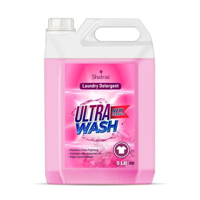 Shatras Ultra Wash Low Foam Laundry Liquid Detergent, For Top & Front Load Washing Machine Fabric Sanitising Germ Guard Daily Wash Laundry Detergent