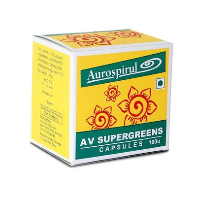 Aurospirul AV Supergreens  100 Veg Capsules (Pack of 1)