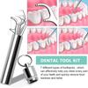 Teeth claening kit,Dental Tools, 7 in 1 Stainless Steel Teeth Cleaning Tool Kit, Dental Hygiene Kit Toothpicks Cleaning Picks Flosser for Teeth Braces Cleaning Tools view 2