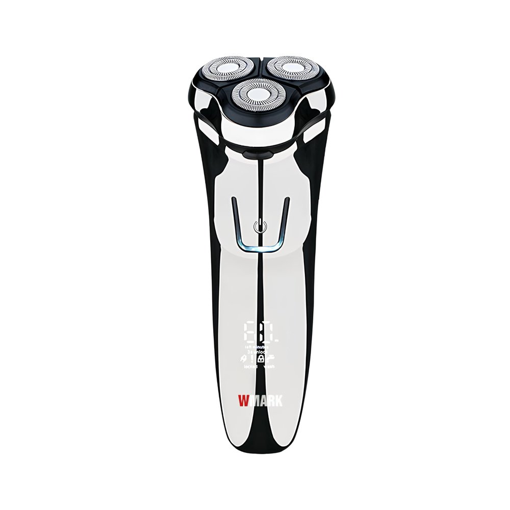 WMARK NG-992 Premium Cordless Rechargeable IPX6 Fully Waterproof 3 Head Electric Shaver Wet & Dry Rotary Shaver for Men with Magnetic Suction Super-Fast Charge 60 minutes Runtime LED Digital Display