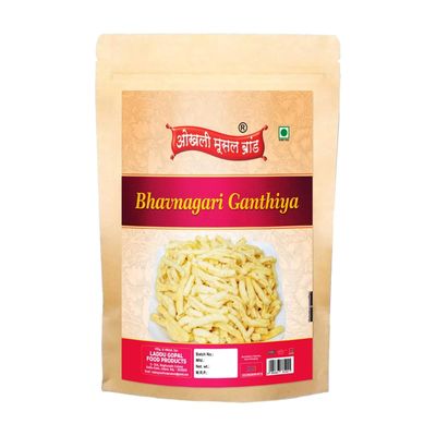 OKHLI MUSAL BRAND Ancient Gurjarabhumi Bhavnagar Gathiya Namkeen Snack Made in Healthy Groundnut Oil|Teatime Non-Spicy Ganthiya Namkeen Nashta||All Age Groups Favourite Savoury Snack-300g*1Pack